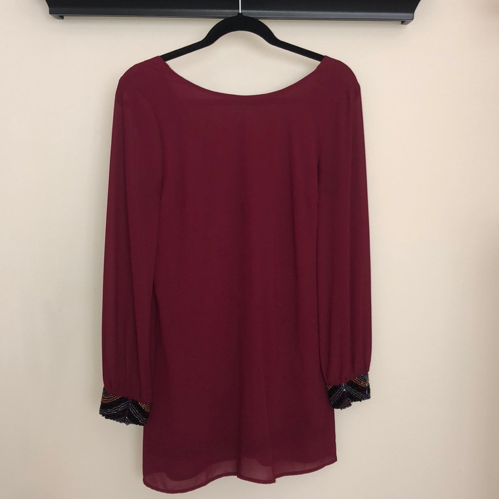 Long Sleeve Maroon Dress - Moon